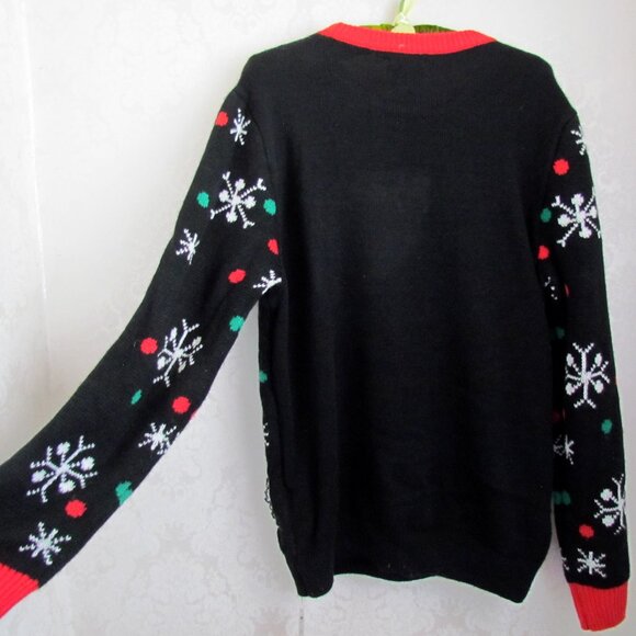 CHRISTMAS SWEATER, LIGHT-UP & BLINKING SANTA PARTY SWEATER TALL M-L 42-44" CHEST - Picture 6 of 8